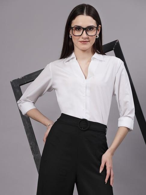 style quotient white regular fit shirt