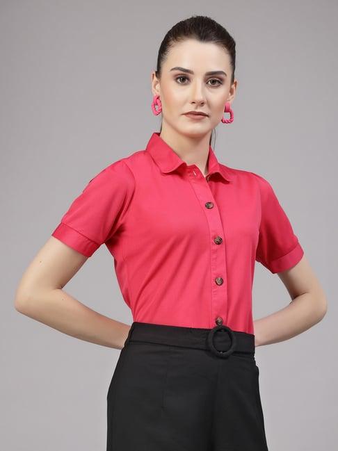 style quotient dark pink regular fit shirt