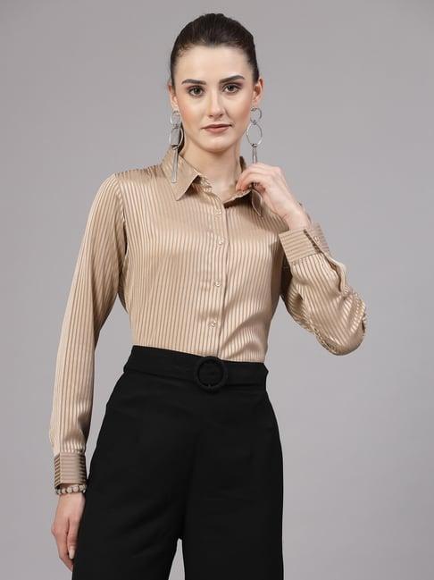 style quotient gold striped shirt