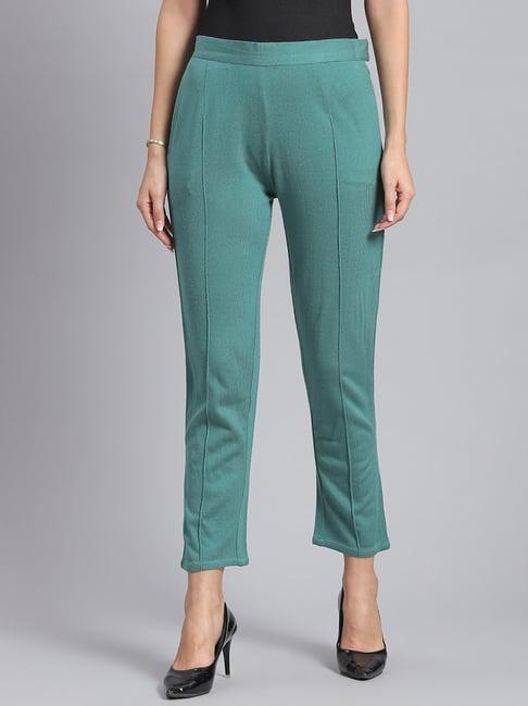 monte carlo green regular fit mid rise trousers