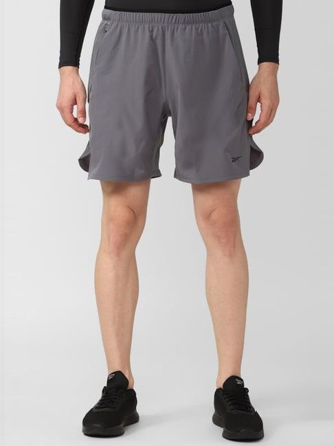 reebok grey regular fit sports shorts