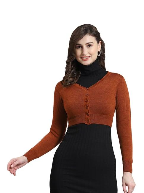 monte carlo rust regular fit crop cardigan