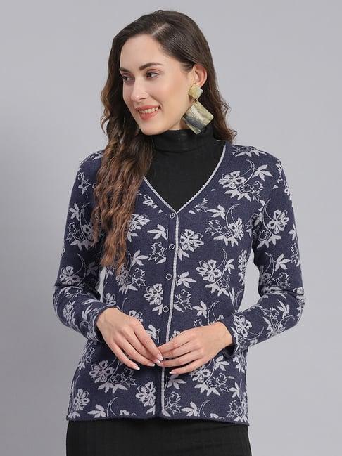 monte carlo navy printed cardigan