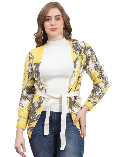 monte carlo yellow printed cardigan