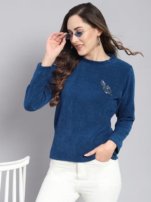 monte carlo blue embellished sweater