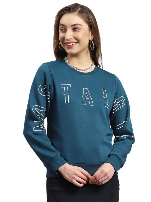 monte carlo teal graphic print sweatshirt