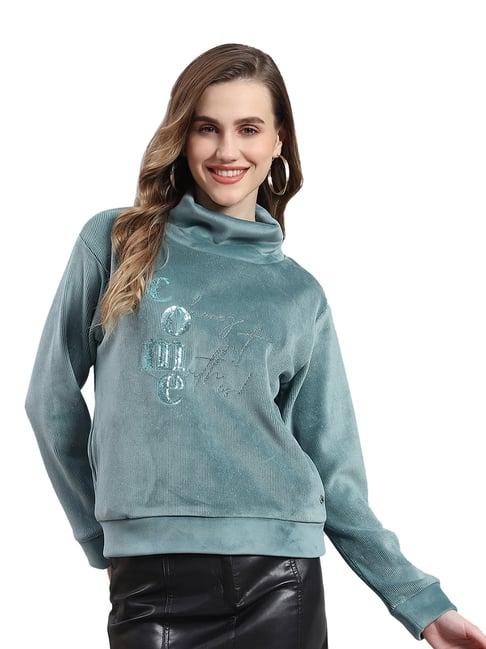 monte carlo teal graphic print sweatshirt