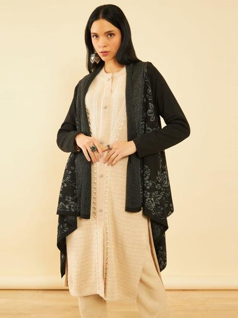 soch black floral print shrug