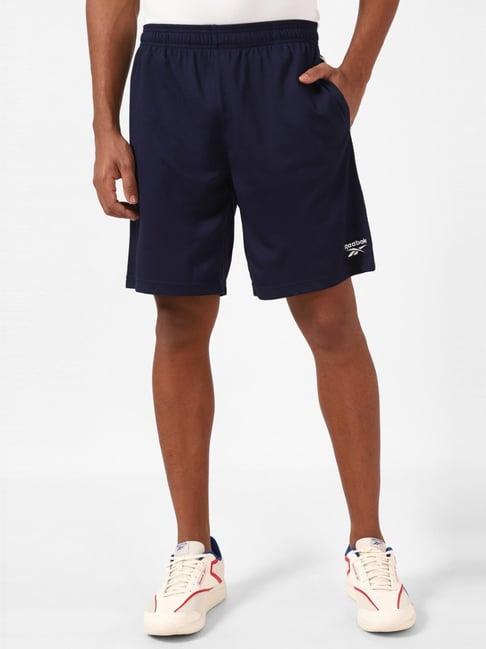 reebok navy regular fit sports shorts