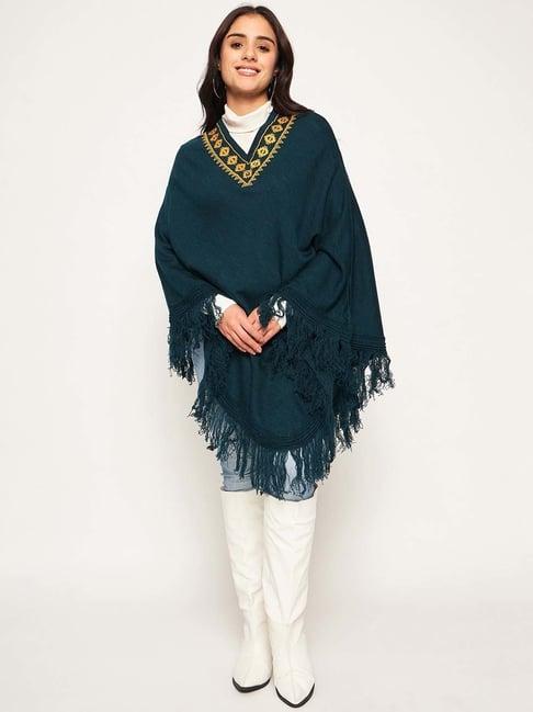 club york blue embroidered poncho