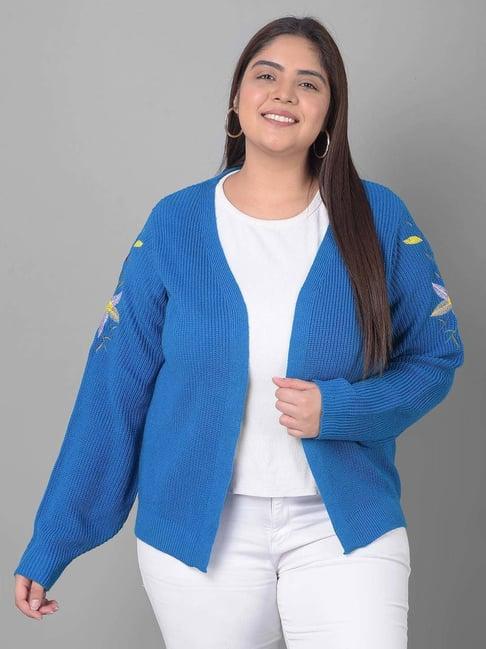 club york blue embroidered shrug