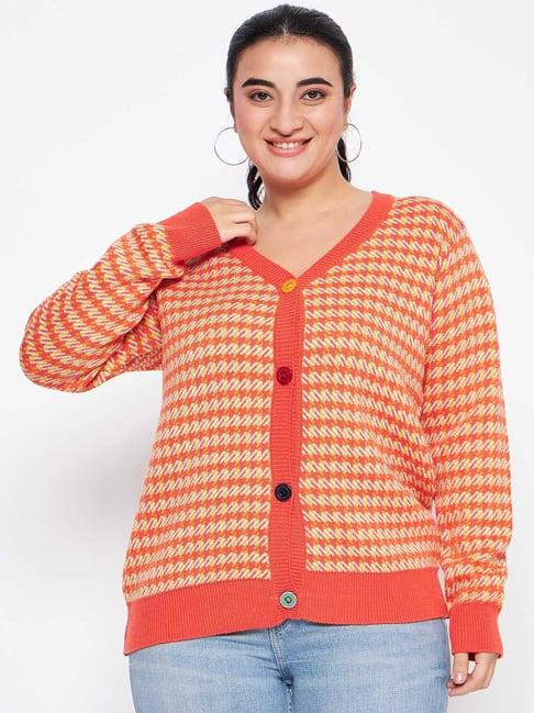 club york orange chequered cardigan