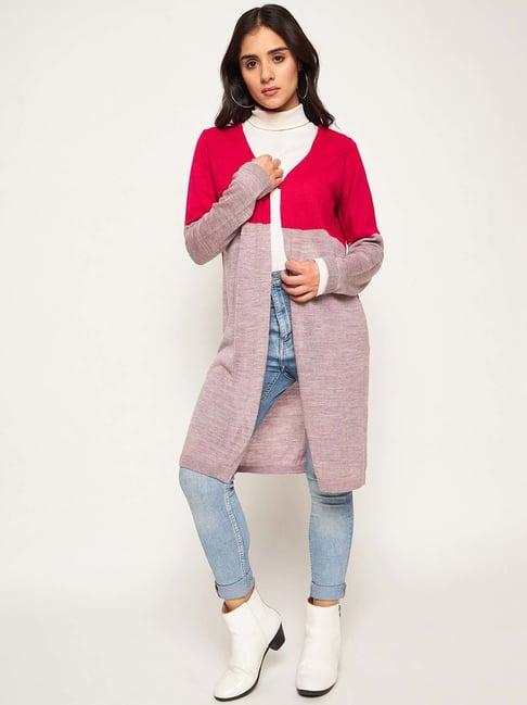 club york pink color-block long shrug