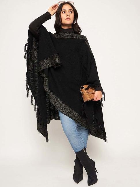 club york black self pattern poncho