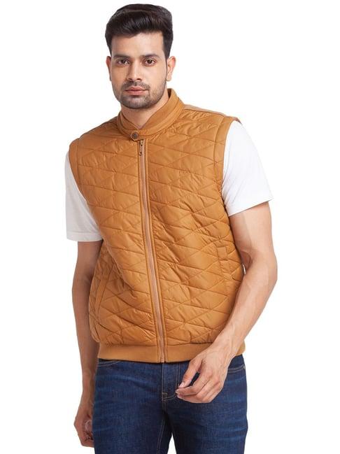 colorplus brown tailored fit quilted jacket