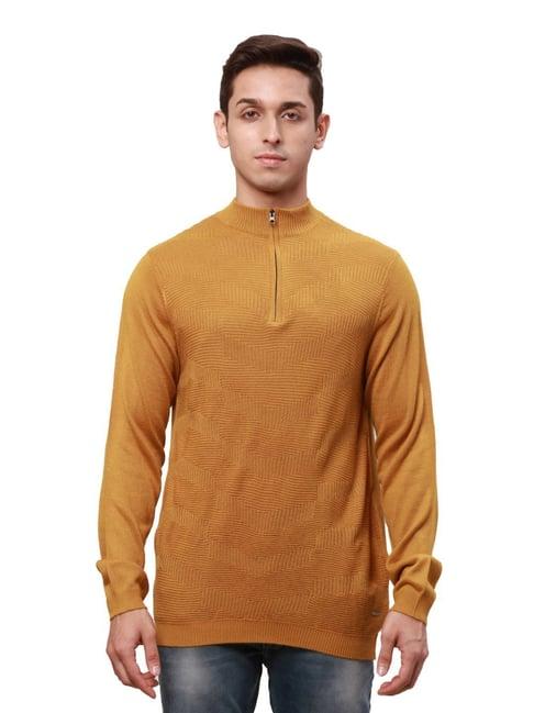 park avenue yellow regular fit sweater