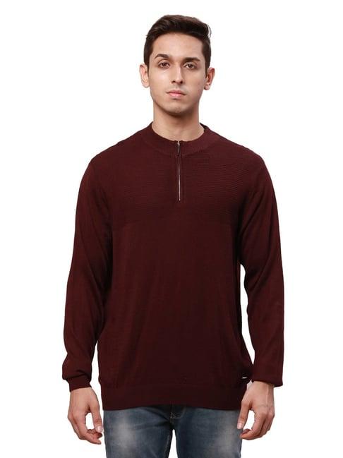 park avenue red regular fit sweater