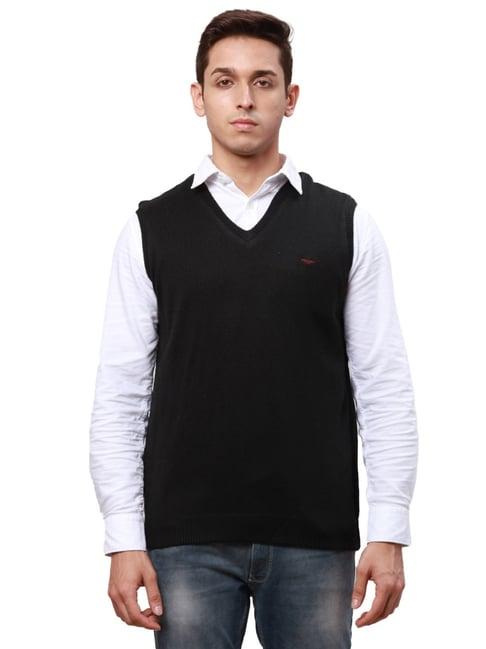 park avenue black regular fit sweater