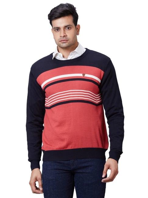 raymond blue regular fit striped sweater