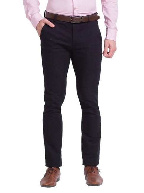 park avenue black super slim fit trousers