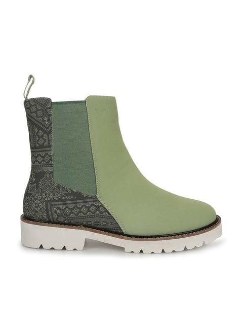 yoho women's pastel green chelsea boots