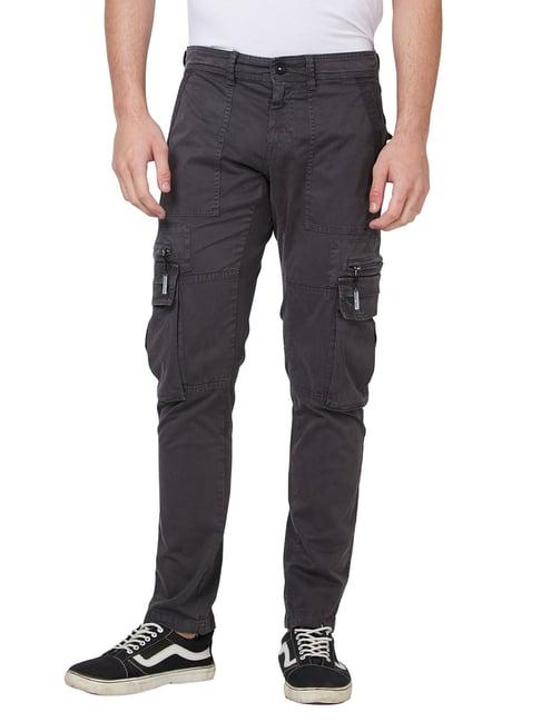 spykar grey slim fit cargos