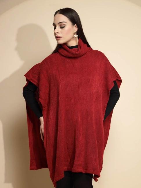 global republic maroon acrylic poncho