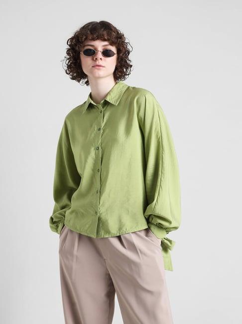 only green viscose relaxed fit shirt