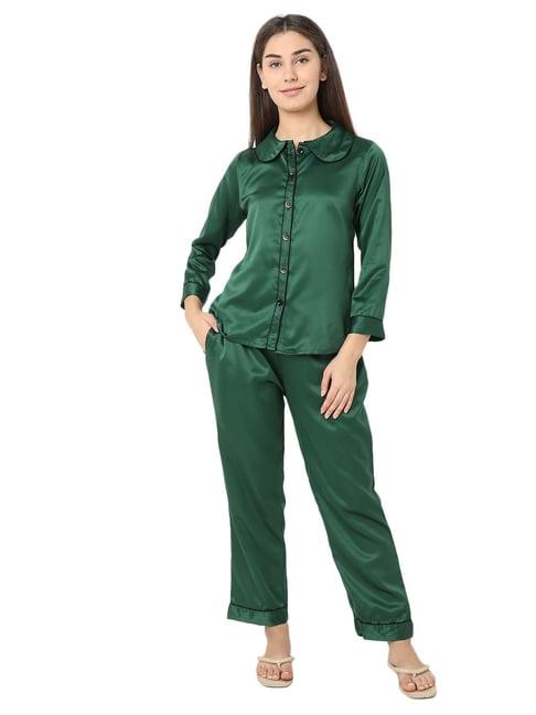 smarty pants green satin shirt with pyjamas