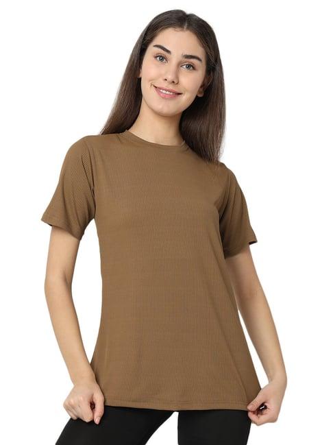 smarty pants brown cotton regular fit t-shirt