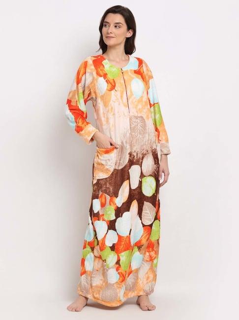 neudis orange & brown printed night gown