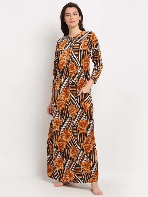 neudis brown printed night gown