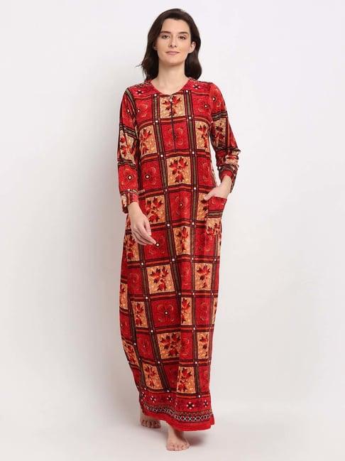 neudis red printed night gown