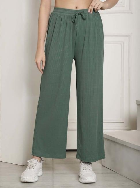 neudis green cotton mid rise flared pants