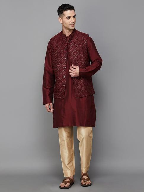 melange by lifestyle wine regular fit kurta bottom set