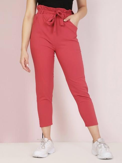 buynewtrend pink mid rise pants