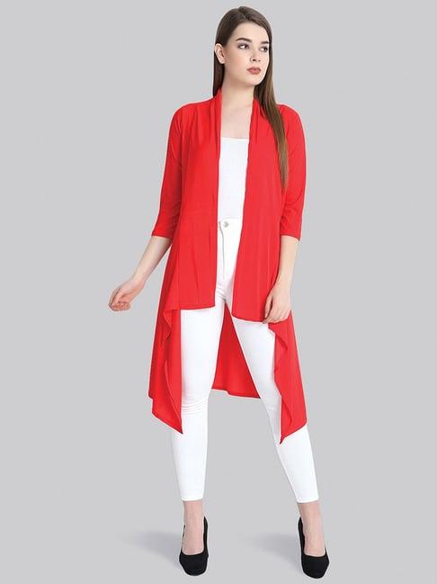 buynewtrend red shawl neck shrug