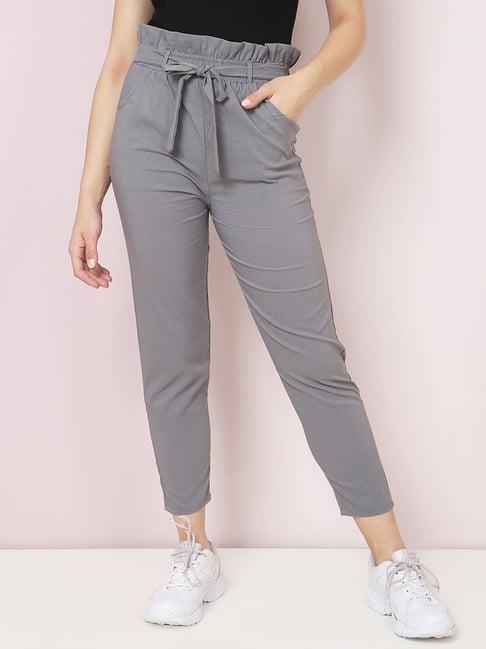 buynewtrend grey mid rise pants