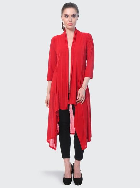 buynewtrend red shawl neck shrug