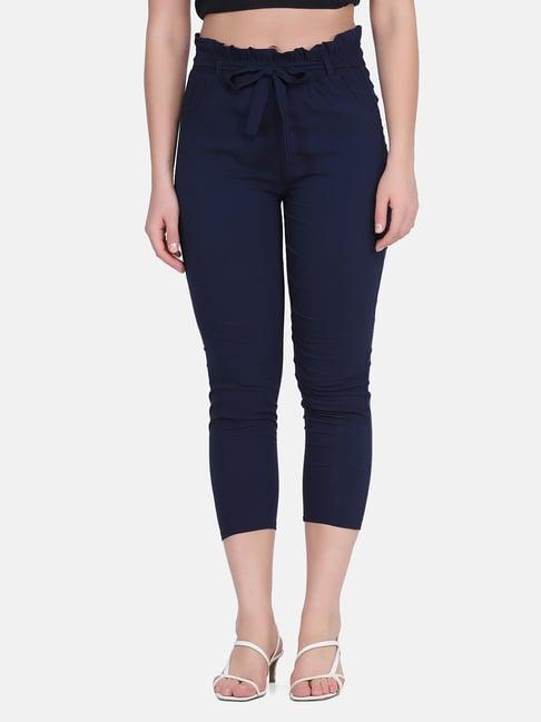 buynewtrend navy mid rise pants