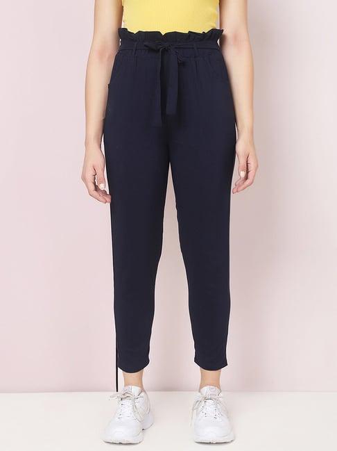 buynewtrend navy mid rise pants