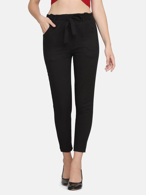 buynewtrend black mid rise pants