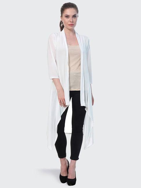 buynewtrend white shawl neck shrug