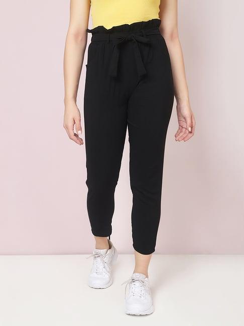 buynewtrend black mid rise pants