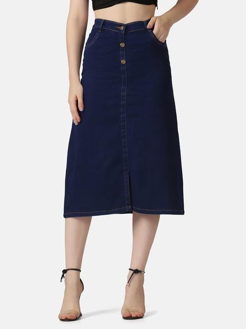 buynewtrend navy a-line skirt