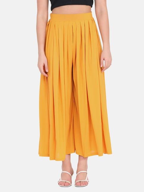 buynewtrend yellow mid rise palazzos