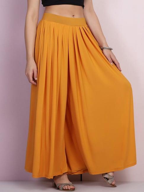 buynewtrend yellow mid rise palazzos