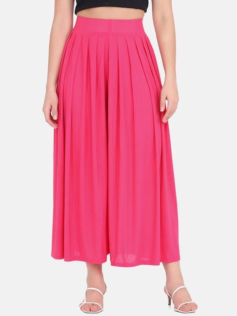 buynewtrend pink mid rise palazzos