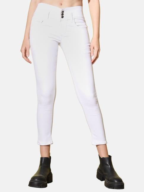 buynewtrend white mid rise jeans