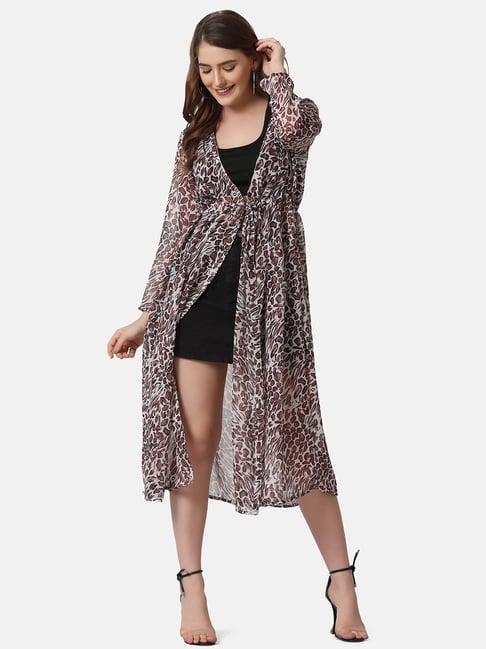 buynewtrend brown printed shrug